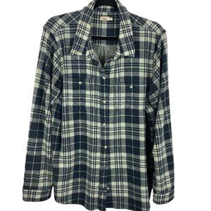 Faherty Gray Black Plaid Flannel Viscose Blend Button Down Shirt